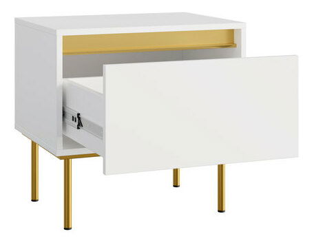 Noční stolek Gelean 1SZ (bílá + zlatá)