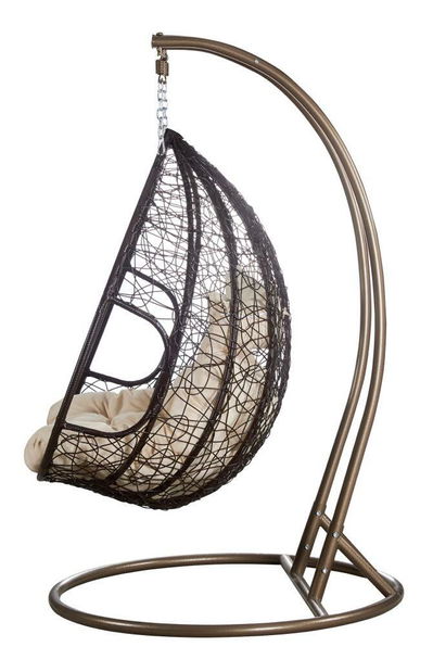 Závěsné dvojkřeslo Deber (měděná + hnědá + krémová)