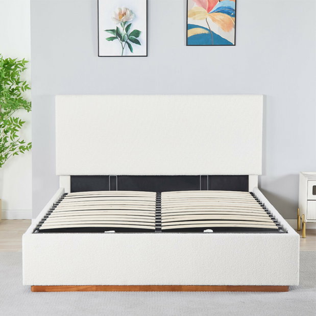 Postel s roštem a úložným prostorem 160x200 Nuvoa (bílá)