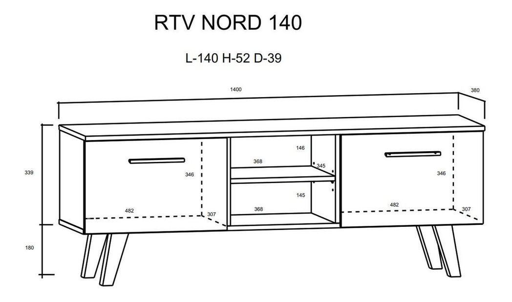 TV stolek/skříňka Neal (bílá matno + craft tobaco)