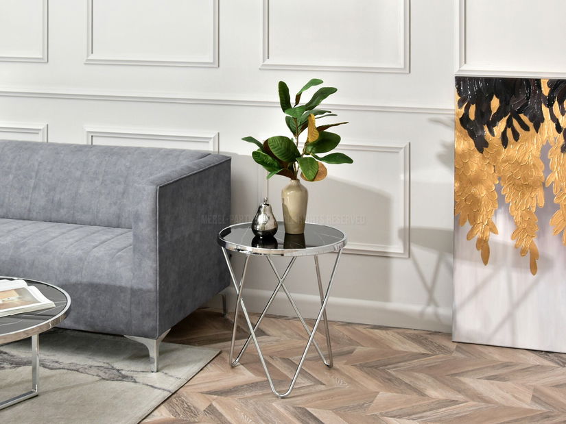 Konferenční stolek Armin S (černý mramor + chromová)