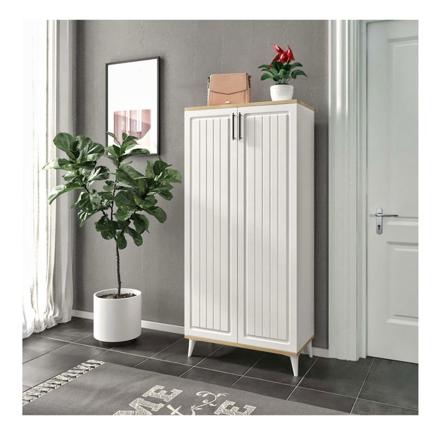 Skříňka na boty Rosina (dub + bílá)