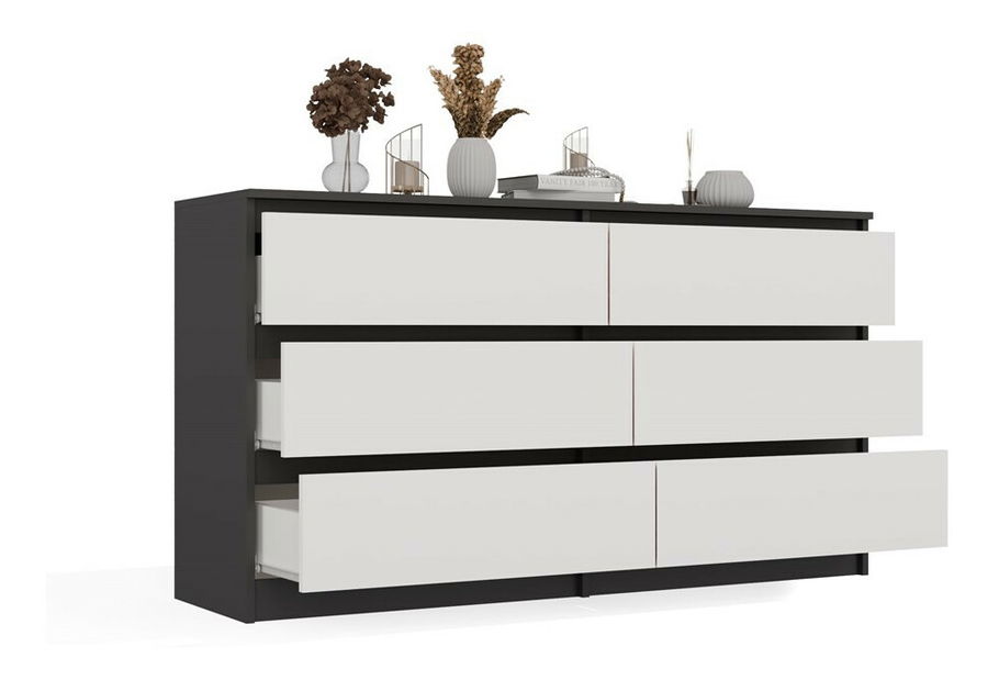 Komoda Musecalo 6 140 (antracit + bílá)
