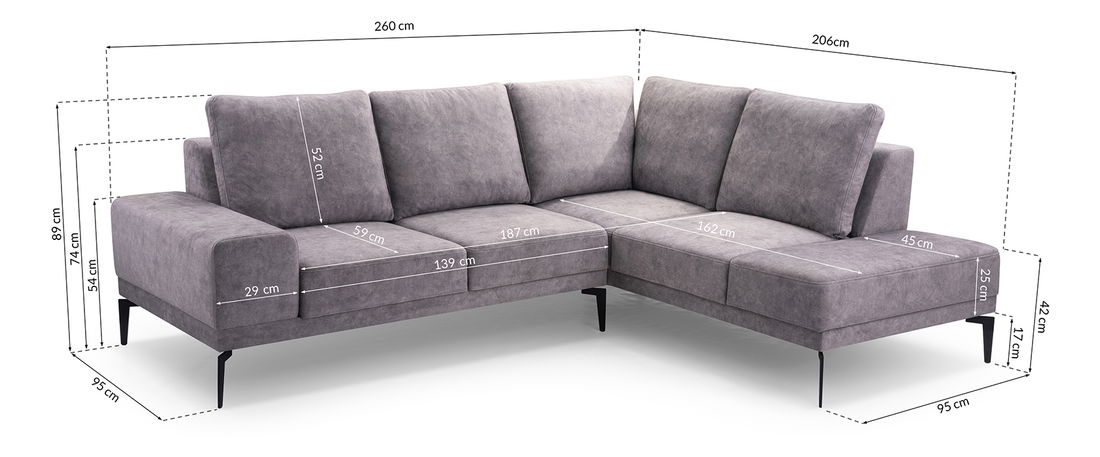 Rohová sedací souprava Loupe (šedá) (P)
