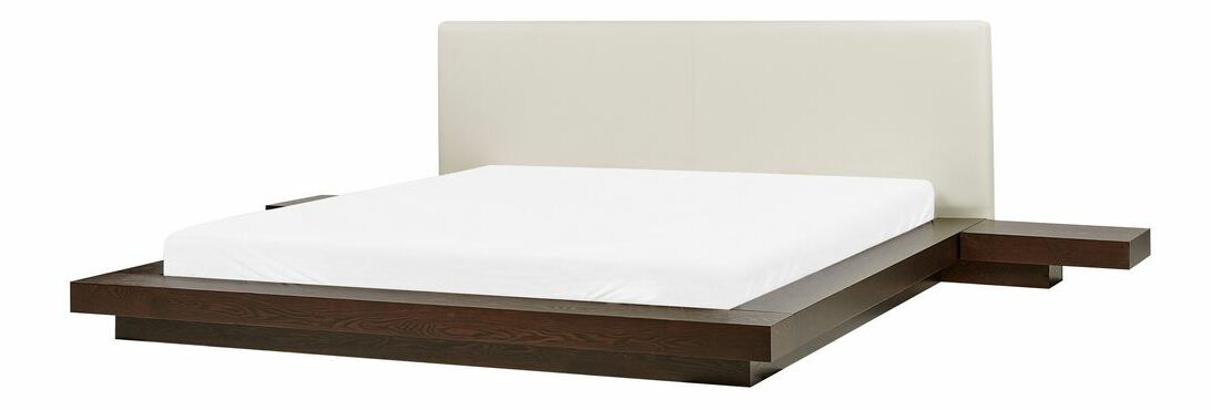 Manželská postel 180 cm ZEPHYRE (s roštem) (tmavé dřevo)