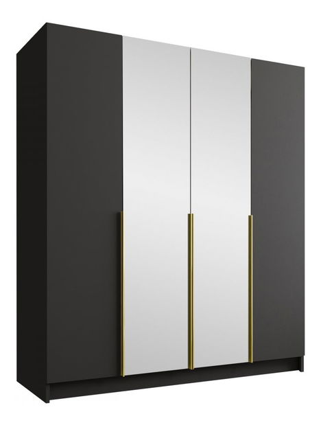 Šatní skříň Sezalos II (černá) (se zrcadlem)