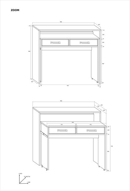 PC stolek Zoe bílá