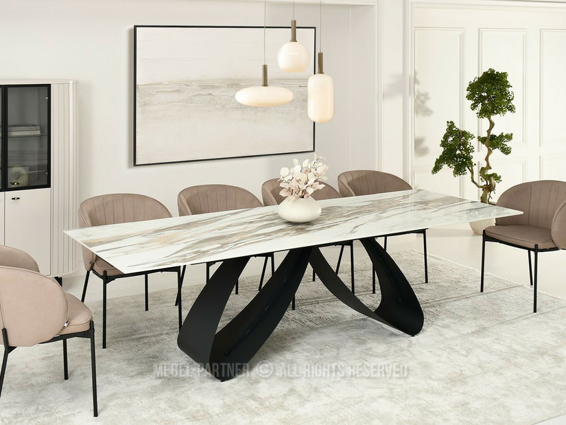 Jídelní stůl Pagina (mramor + černá)