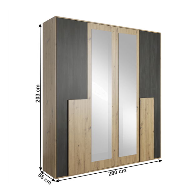 Šatní skříň se zrcadlem 2D Barffy 