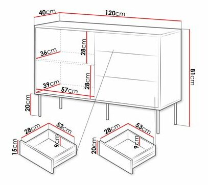 Komoda Hermano 1D3S (černá)
