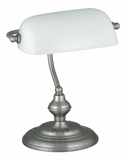Stojanová lampa Bank 4037 (saténová chromová + bílá)