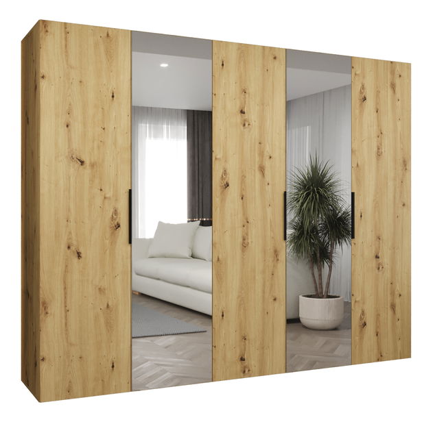 Šatní skříň 250 cm Mirabella 2 (dub artisan + černá)