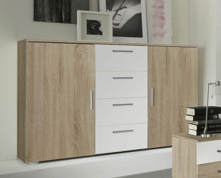 Komoda Verwood Typ 26 (sonoma + bílá)