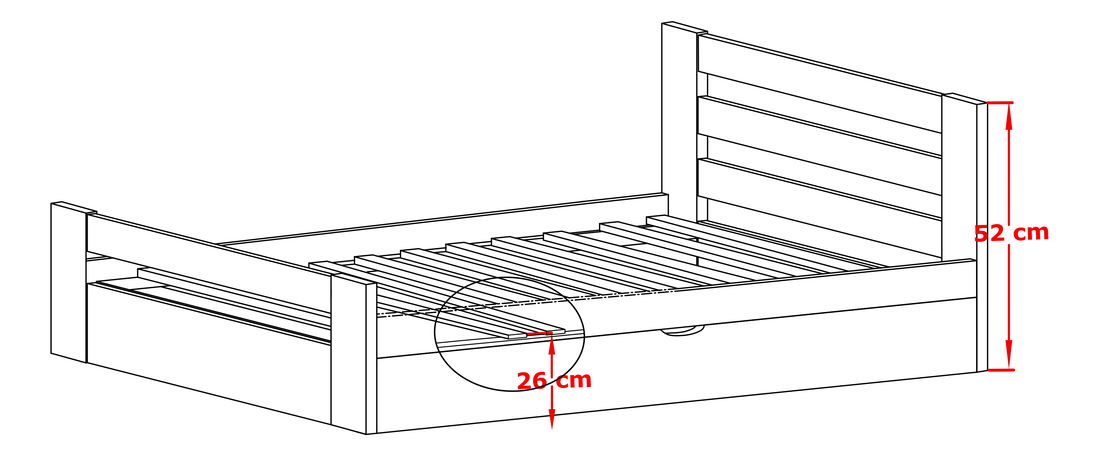 Dětská postel 90 cm Nia (s roštem a úl. prostorem) (buk)