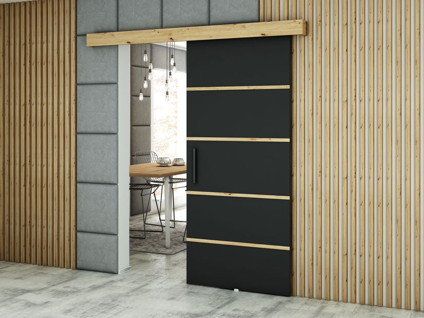 Posuvné dveře 90 cm Lovella (dub artisan + černá matná)