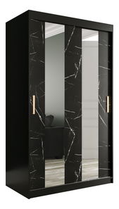 Šatní skříň 120 cm Marbelo P (matná černá + černý mramor)