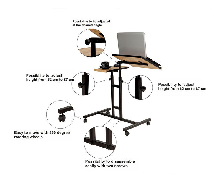 PC stolek Gaudius (Borovice antlantic + Černá)