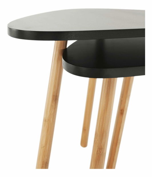 Set 2 ks konferenčných stolíkov Hidalgo (černá + přírodní bambus) *výprodej