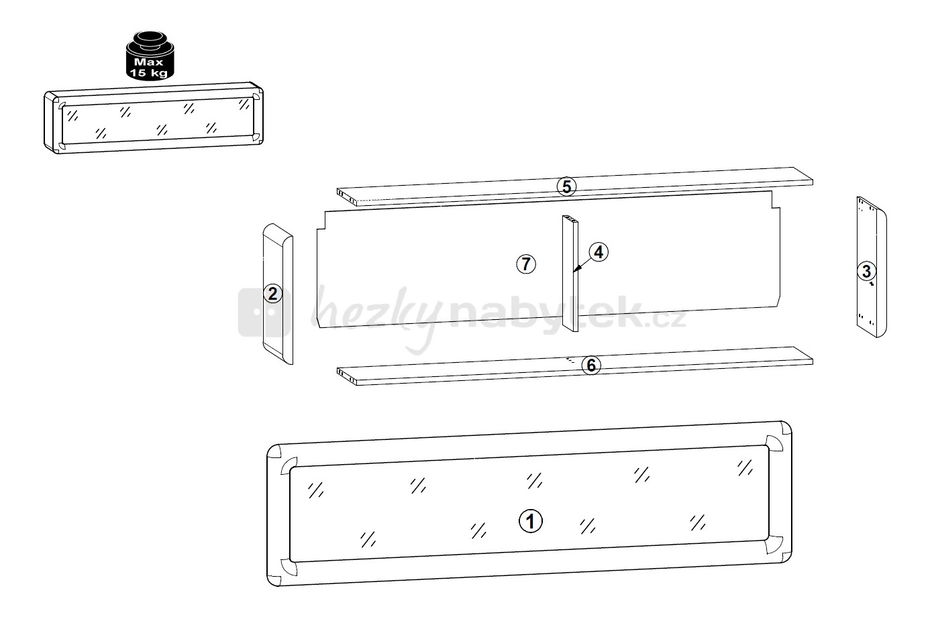 Vitrína na stěnu BRW Tauri SFW1W/4/15