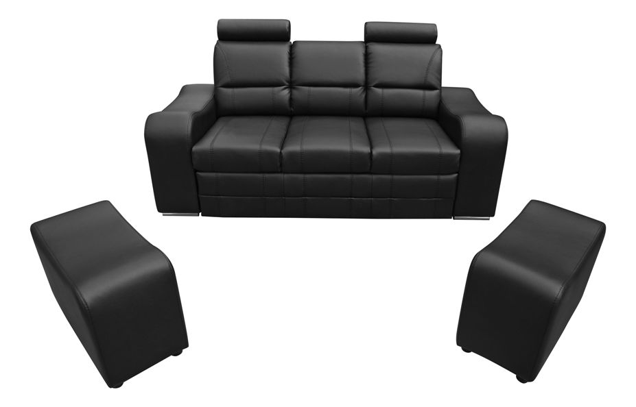 Pohovka Wendell (šedá) (s taburetkami)