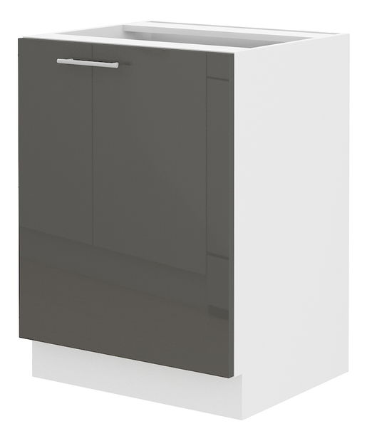 Dolní kuchyňská skříňka Lavera 60 D 1F BB (bílá + lesk šedý)