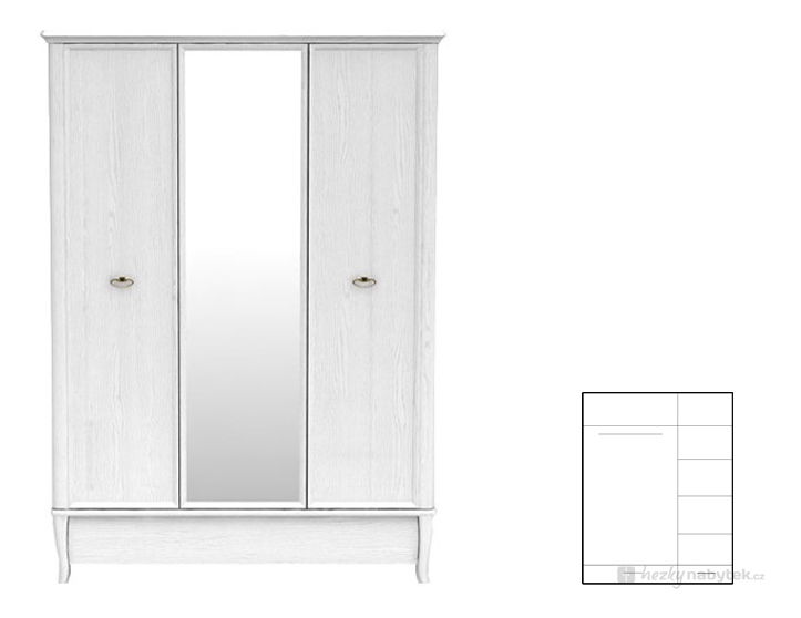 Šatní skříň BRW Orland SZF3D1S/140 (Dub bělený)