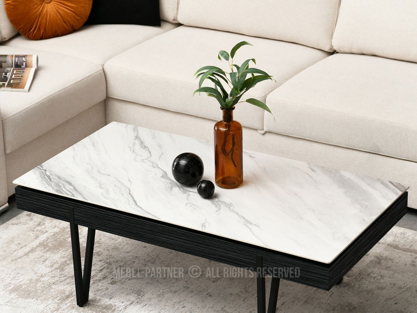 Konferenční stolek Diego (šedý mramor + černá)