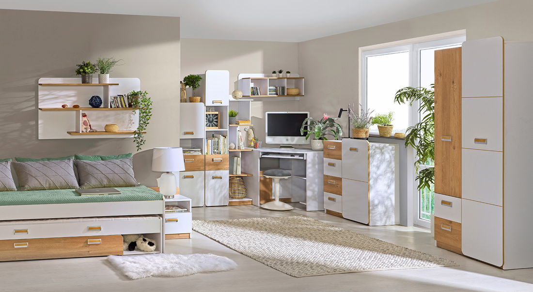 Jednolůžková postel 80 cm Lavendon L13 (s roštem) (dub nash + bilá)