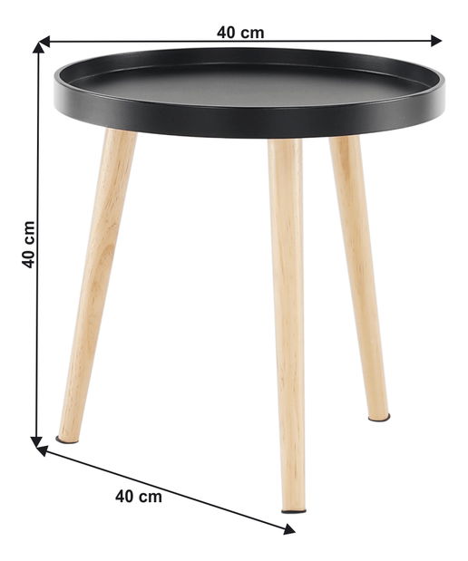 Příruční stolek Sansay (černá + přírodní)