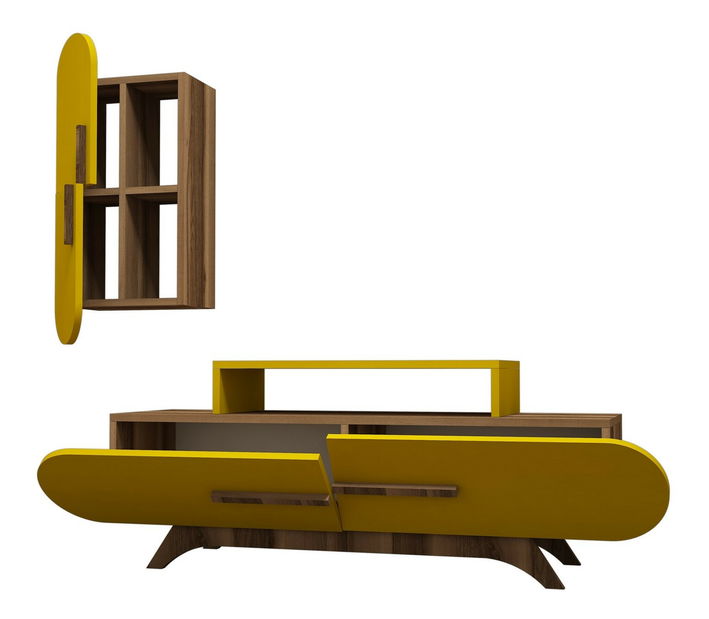 Obývací stěna Dolphie 2 (Ořech + Žlutá)