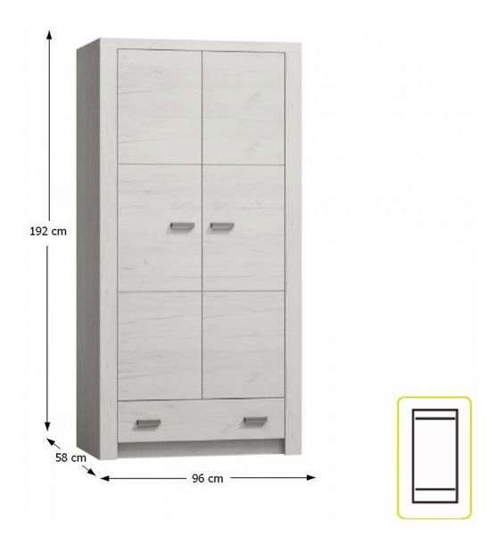 Šatní skříň Inneas 01 (jasan bílý)