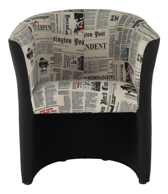 Křeslo Cubali (vzor noviny + černá)