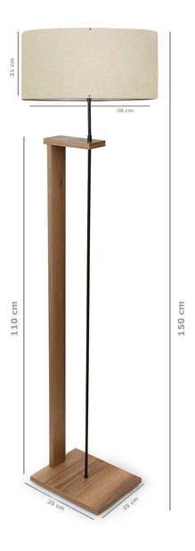 Stojanová lampa Avanasta 3 (světlobéžová + dřevo)
