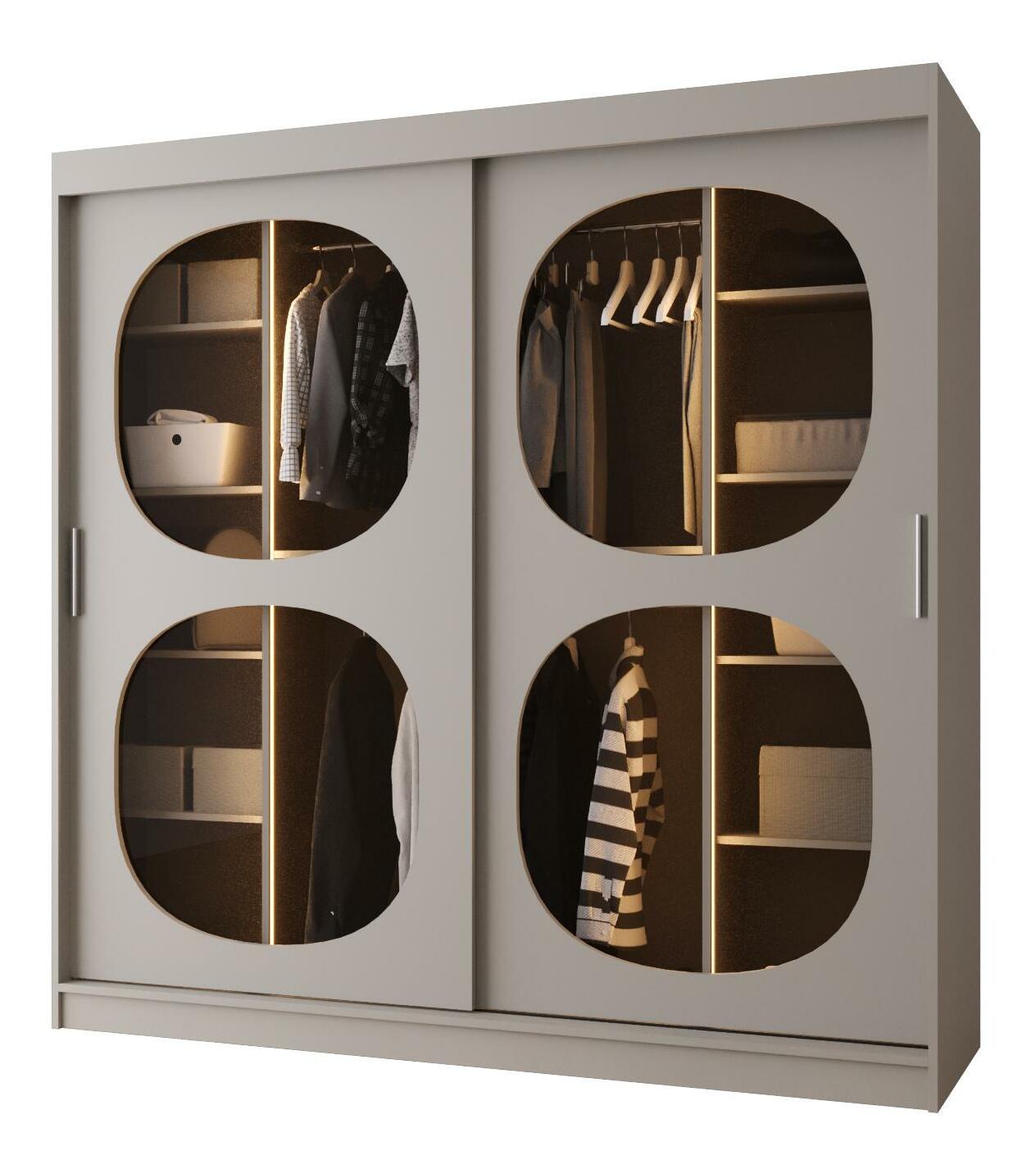 Šatní skříň 200 cm Boomer 2 (kašmír) (s osvětlením)