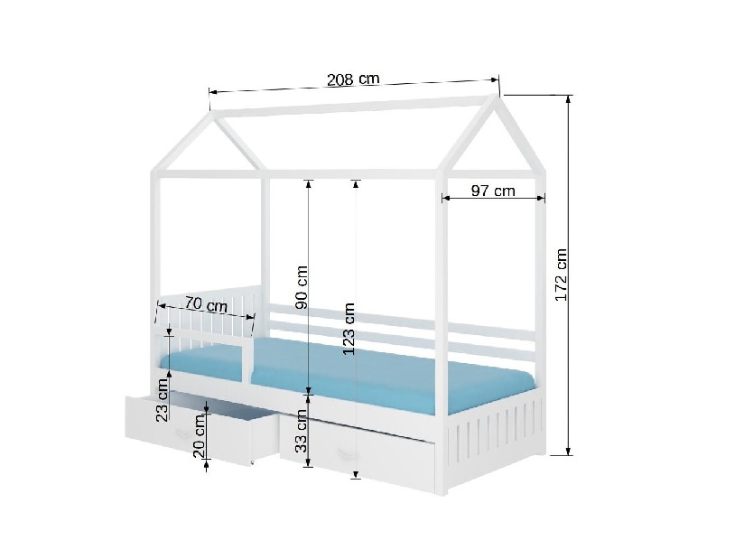 Dětská postel 200x90 cm Rosie II (s roštem) (dub)