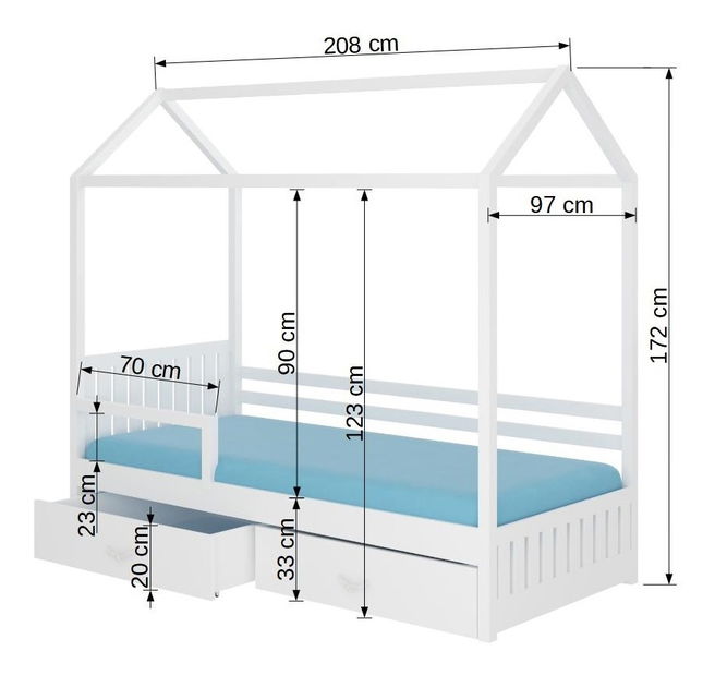 Dětská postel 200x90 cm Rosie II (s roštem) (buk)