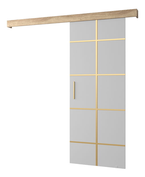 Posuvné dveře 90 cm Sharlene III (bílá matná + dub sonoma + zlatá)