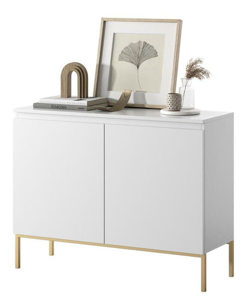 Skříňka Bennasi B2 (bílá + zlatá)