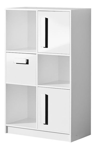 Komoda Rowan RL7 (bílá + bílá lesklá + šedá) *bazar