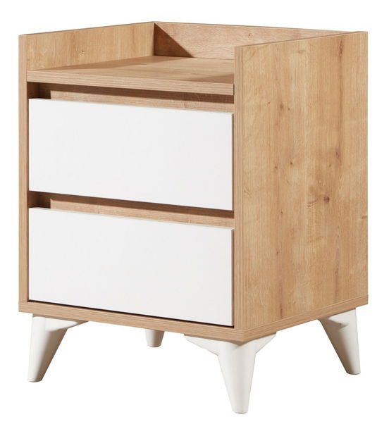 Noční stolek Tuvantille 41 (dub safírový + bílá)
