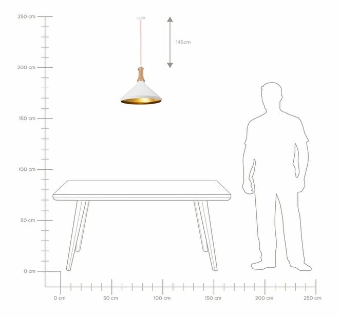 Závěsná lampa Lidar (bílo-zlatá)