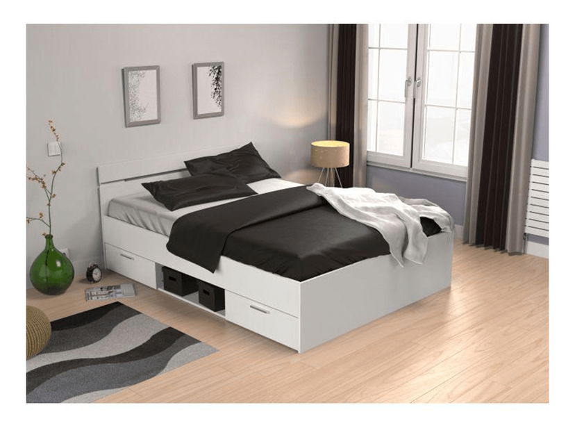 Manželská postel 140 cm Myriam (bílá) (bez matrace a roštu)