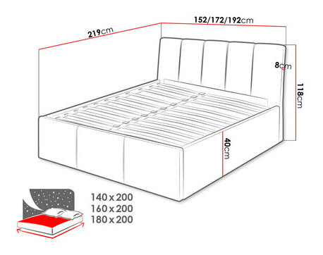 Čalouněná postel s úložným prostorem Milo (180x200) (Fresh 32)