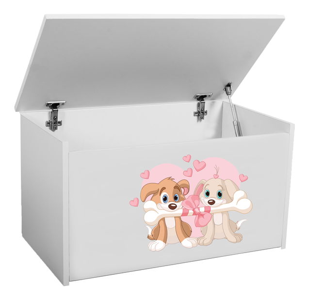 Úložný box pro děti Davina (bílá + štěňátka)