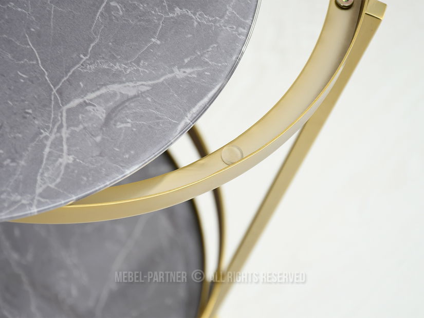 Konferenční stolek Alfonzo (šedý mramor + zlatá)