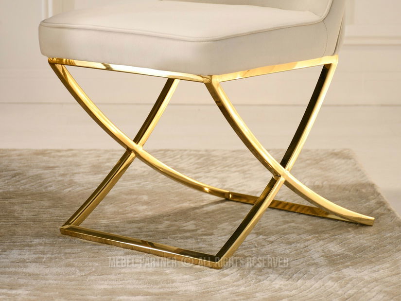 Jídelní židle Norsar (béžová + zlatá)