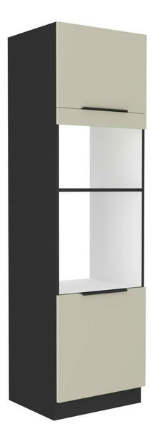 Vysoká skříňka na vestavnou troubu a mikrovlnnou troubu Arikona 60 DPM 210 2F (kašmír + černá) *výprodej