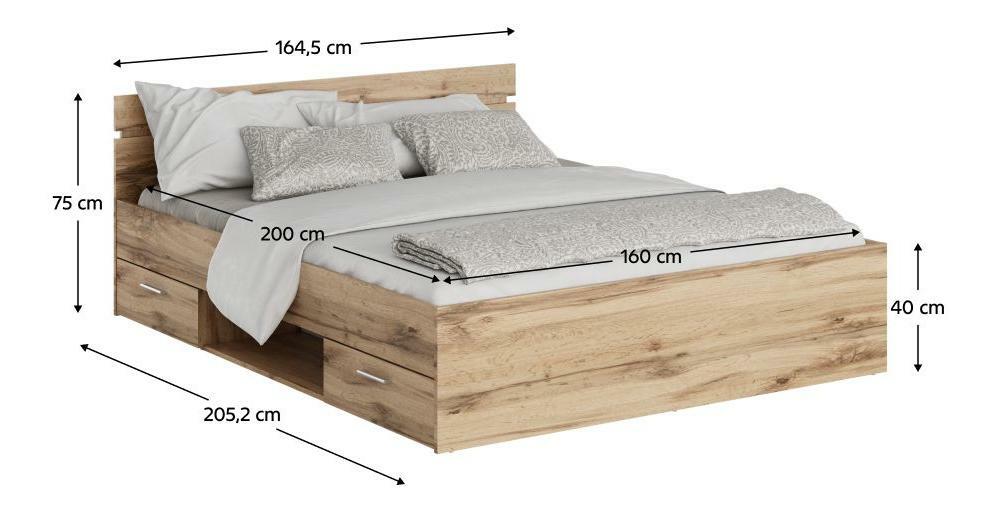 Manželská postel 160 cm Michigin (dub wotan) (s úložným prostorem) *bazar
