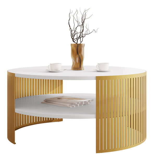 Konferenční stolek Zentono Gold (zlatá + arktická bílá)