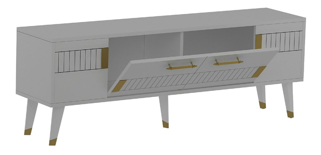 TV stolek/skříňka Mody (bílá + zlatá)